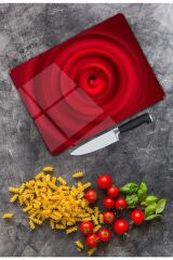 Kırmızı Cam Kesme Tahtası   25 x 35 cm