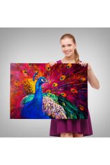 Çok Renkli Tavus Kuşu Modern Sanat Kanvas Duvar Tablosu-1112