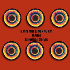 Amarikan Servis, Mdf Supla Takımı 6 Adet (6'lı Takım ), 6'lı Bardak Altlığı Hedliyeli 200