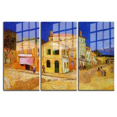 Ünlü Ressamlar ve Yapıtları Modern Yaşam Alanları İçin 3'lü Dikey Cam Tablo 544
