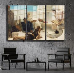 Ünlü Ressamlar ve Yapıtları Modern Yaşam Alanları İçin 3'lü Dikey Cam Tablo 547