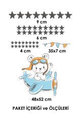 Uçaktaki Sevimli Ayıcık Duvar Sticker