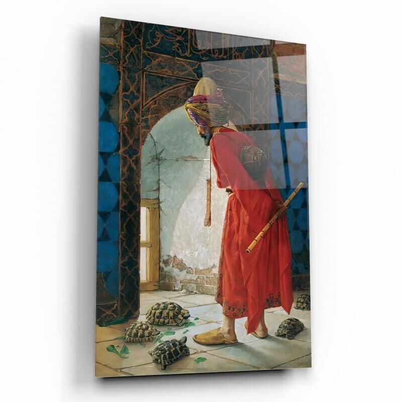 Osman Hamdi Bey Kaplumbağa Terbiyecisi Cam Tablo Özel Tasarım Ofis, Mutfak Çocuk Odası, Salon Dekorasyon