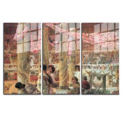 Ünlü Ressamlar ve Yapıtları Modern Yaşam Alanları İçin 3'lü Dikey Cam Tablo 555