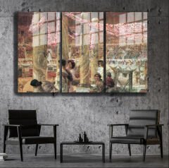 Ünlü Ressamlar ve Yapıtları Modern Yaşam Alanları İçin 3'lü Dikey Cam Tablo 555