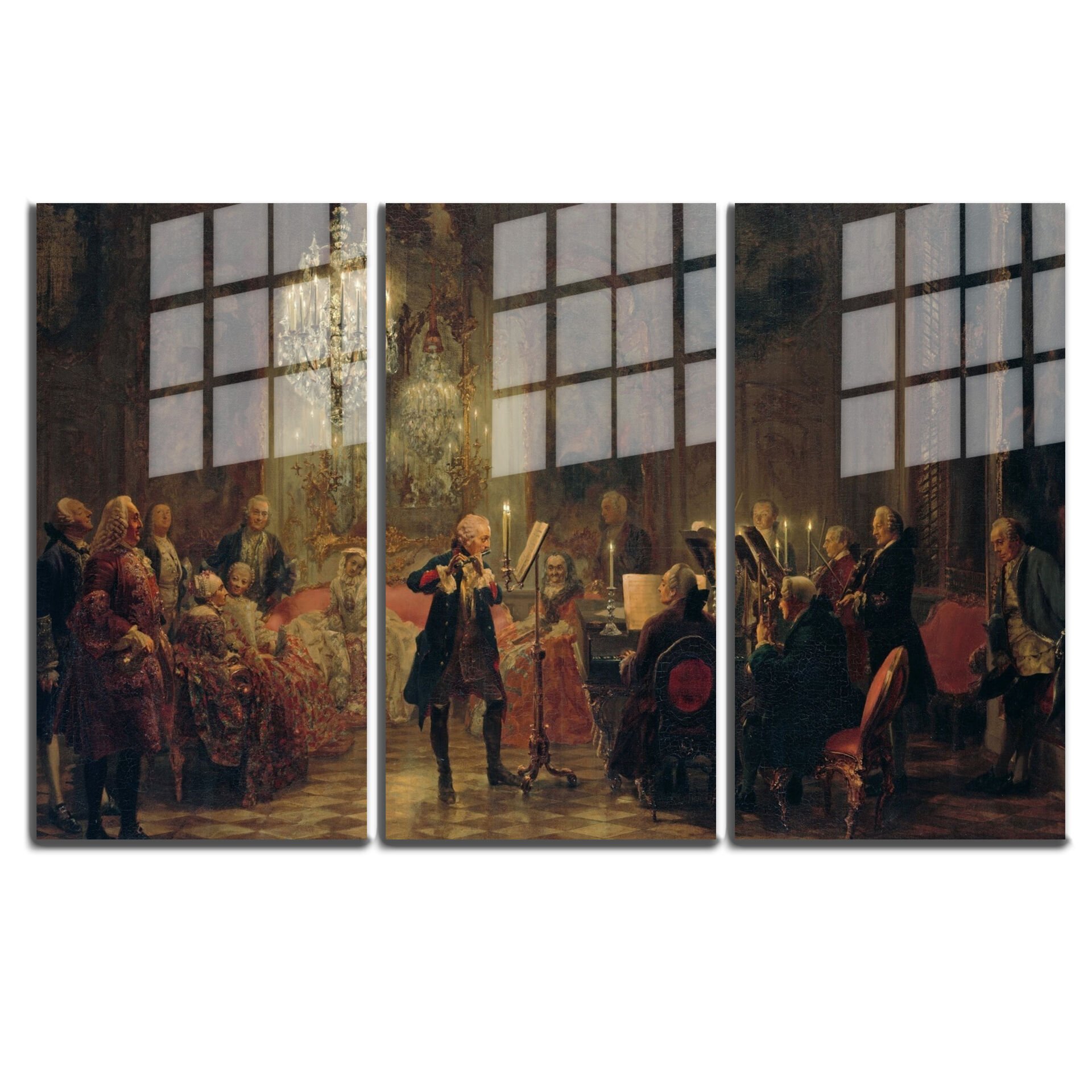 Ünlü Ressamlar ve Yapıtları Modern Yaşam Alanları İçin 3'lü Dikey Cam Tablo 565