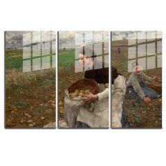 Ünlü Ressamlar ve Yapıtları Modern Yaşam Alanları İçin 3'lü Dikey Cam Tablo 567