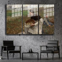 Ünlü Ressamlar ve Yapıtları Modern Yaşam Alanları İçin 3'lü Dikey Cam Tablo 567