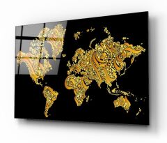 Hat Sanatı Harita Cam Tablo Özel Tasarım Ofis, Mutfak Çocuk Odası, Salon Dekorasyon