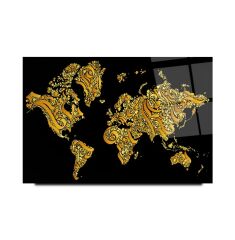 Hat Sanatı Harita Cam Tablo Özel Tasarım Ofis, Mutfak Çocuk Odası, Salon Dekorasyon