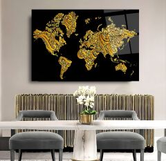 Hat Sanatı Harita Cam Tablo Özel Tasarım Ofis, Mutfak Çocuk Odası, Salon Dekorasyon