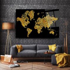 Hat Sanatı Harita Cam Tablo Özel Tasarım Ofis, Mutfak Çocuk Odası, Salon Dekorasyon