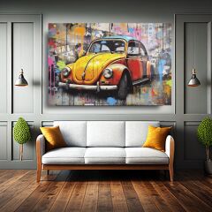 Vosvos Araba Cam Tablo Özel Tasarım Ofis, Mutfak Çocuk Odası, Salon Dekorasyon