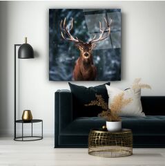 Geyik Cam Tablo Özel Tasarım Ofis, Mutfak Çocuk Odası, Salon Dekorasyon