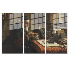 Ünlü Ressamlar ve Yapıtları Modern Yaşam Alanları İçin 3'lü Dikey Cam Tablo 579