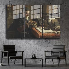 Ünlü Ressamlar ve Yapıtları Modern Yaşam Alanları İçin 3'lü Dikey Cam Tablo 579