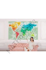 Dünya Haritası Duvar Kağıdı Ülke ve Başkentli İngilizce-2775