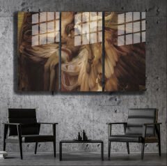 Ünlü Ressamlar ve Yapıtları Modern Yaşam Alanları İçin 3'lü Dikey Cam Tablo 597
