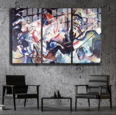 Ünlü Ressamlar ve Yapıtları Modern Yaşam Alanları İçin 3'lü Dikey Cam Tablo 600