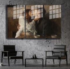 Ünlü Ressamlar ve Yapıtları Modern Yaşam Alanları İçin 3'lü Dikey Cam Tablo 601