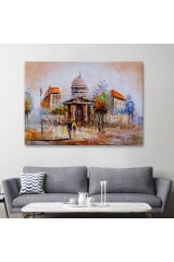 Paris Sokakları Yağlıboya Görünüm Dekoratif Kanvas Duvar Tablosu-3485 125 x 210