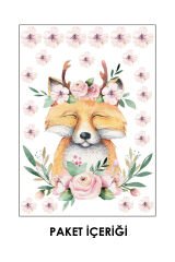 Çiçekli Tilki Duvar Sticker