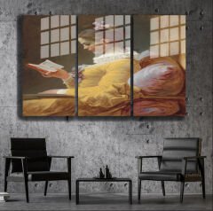 Ünlü Ressamlar ve Yapıtları Modern Yaşam Alanları İçin 3'lü Dikey Cam Tablo 611
