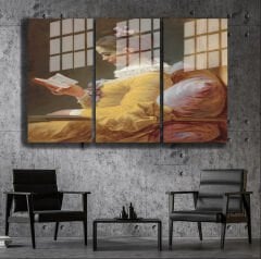 Ünlü Ressamlar ve Yapıtları Modern Yaşam Alanları İçin 3'lü Dikey Cam Tablo 611