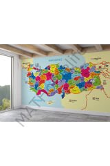 Türkiye Haritası İl Ve İlçeli Ayrıntılı Eğitici Komşulu Duvar Kağıdı 3005