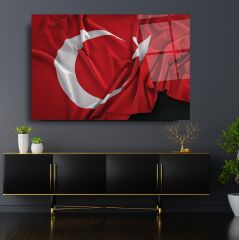 Türk Bayrağı Cam Tablo Özel Tasarım Ofis, Mutfak Çocuk Odası, Salon Dekorasyon