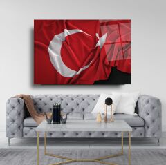 Türk Bayrağı Cam Tablo Özel Tasarım Ofis, Mutfak Çocuk Odası, Salon Dekorasyon