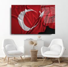 Türk Bayrağı Cam Tablo Özel Tasarım Ofis, Mutfak Çocuk Odası, Salon Dekorasyon