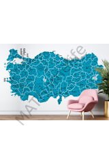 Türkiye Haritası İl ve İlçeli Ayrıntılı Eğitici Duvar Kağıdı-3031