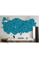 Türkiye Haritası İl ve İlçeli Ayrıntılı Eğitici Duvar Kağıdı-3031