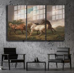 Ünlü Ressamlar ve Yapıtları Modern Yaşam Alanları İçin 3'lü Dikey Cam Tablo 615