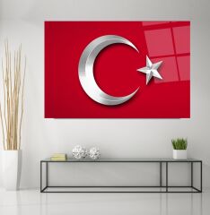 Türk Bayrağı Cam Tablo Özel Tasarım Ofis, Mutfak Çocuk Odası, Salon Dekorasyon