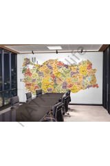 Türkiye Haritası İl ve İlçeli Ayrıntılı Eğitici Dekoratif Duvar Kağıdı-3032
