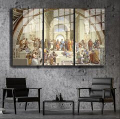 Ünlü Ressamlar ve Yapıtları Modern Yaşam Alanları İçin 3'lü Dikey Cam Tablo 616