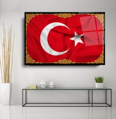 Türk Bayrağı Cam Tablo Özel Tasarım Ofis, Mutfak Çocuk Odası, Salon Dekorasyon