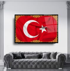 Türk Bayrağı Cam Tablo Özel Tasarım Ofis, Mutfak Çocuk Odası, Salon Dekorasyon
