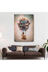 Kelebeklerin Uçurduğu Kız Çocuğu Duvar Tablosu-6094