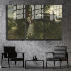 Ünlü Ressamlar ve Yapıtları Modern Yaşam Alanları İçin 3'lü Dikey Cam Tablo 619