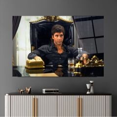 Tony Montana Cam Tablo Özel Tasarım Ofis, Mutfak Çocuk Odası, Salon Dekorasyon