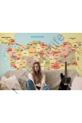 Türkiye Haritası Sınır Komşulu Eğitici Dekoratif Duvar Kağıdı-3101