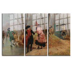 Ünlü Ressamlar ve Yapıtları Modern Yaşam Alanları İçin 3'lü Dikey Cam Tablo 622
