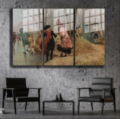 Ünlü Ressamlar ve Yapıtları Modern Yaşam Alanları İçin 3'lü Dikey Cam Tablo 622
