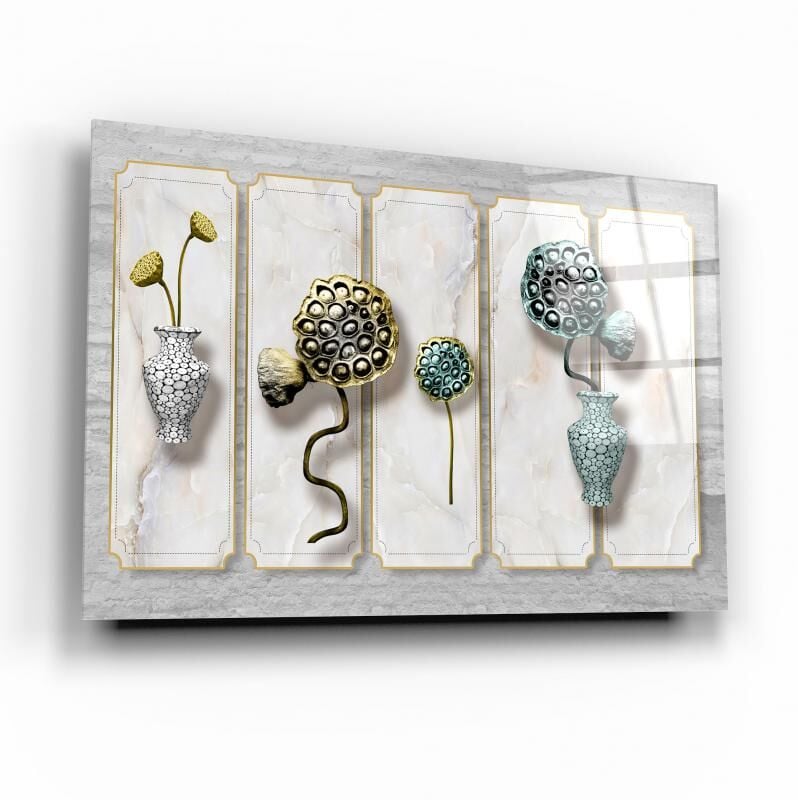 Vazo ve Çiçekler Cam Tablo Özel Tasarım Ofis, Mutfak Çocuk Odası, Salon Dekorasyon