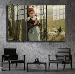 Ünlü Ressamlar ve Yapıtları Modern Yaşam Alanları İçin 3'lü Dikey Cam Tablo 628