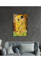 Gustav Klimt Öpücük Cam Tablo, Ev Ve Ofis Duvar Dekoru,