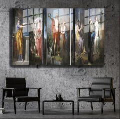 Ünlü Ressamlar ve Yapıtları Modern Yaşam Alanları İçin 3'lü Dikey Cam Tablo 631